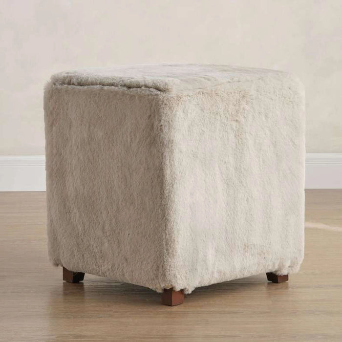 Winston Supersoft Fur Pouf 37X37X43Cm - Frost Grey