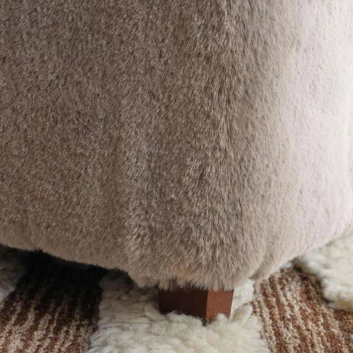 Winston Supersoft Fur Pouf 37X37X43Cm - Slate