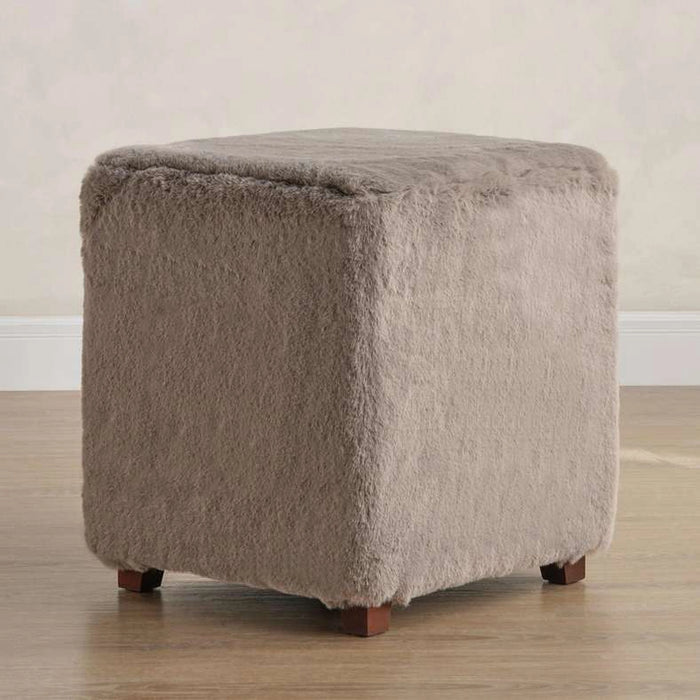 Winston Supersoft Fur Pouf 37X37X43Cm - Slate