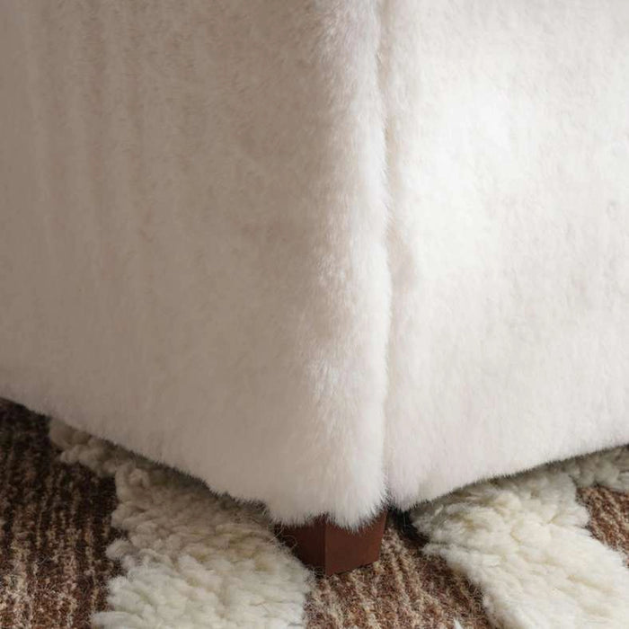 Winston Supersoft Fur Pouf 37X37X43Cm - Stone White