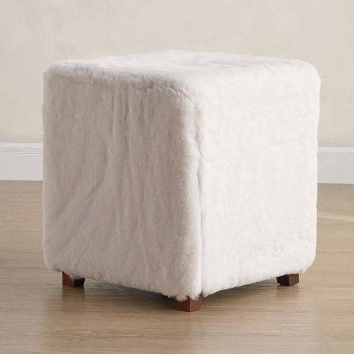 Winston Supersoft Fur Pouf 37X37X43Cm - Stone White
