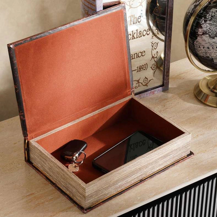 Worl Map Decorative Book Box 30X21X7Cm - Brown