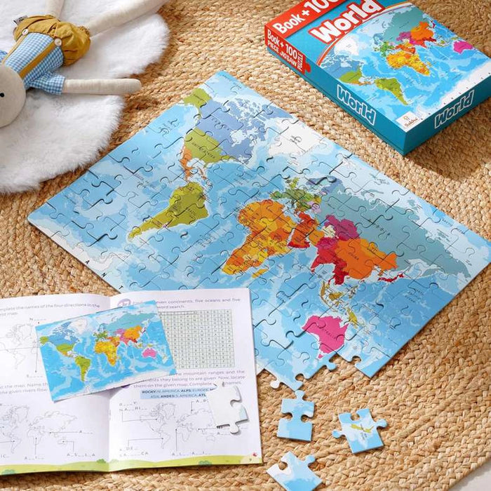 World Book And 100 Piece Jigsaw Puzzle 27.5X19X4.5Cm - Multi