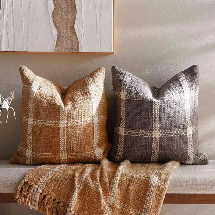 Woven Dreams Miami Chunky Plaid Cushion Cover 50X50 Cm -Anthracite
