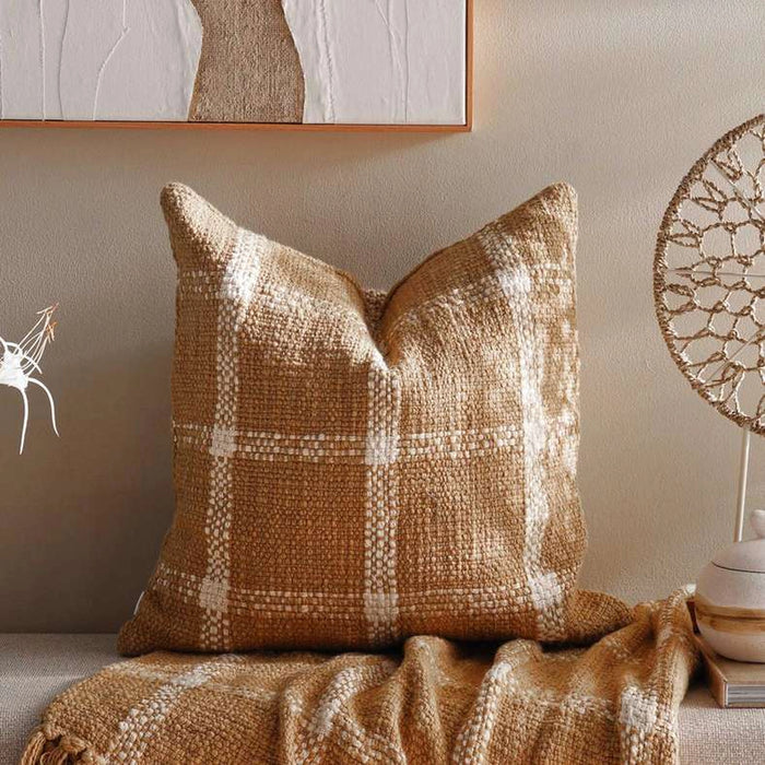 Woven Dreams Miami Chunky Plaid Cushion Cover 50X50Cm -Ochre