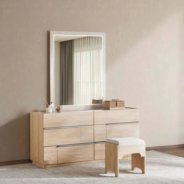 Wrenley 6 Drawers Dresser With Mirror And Stool