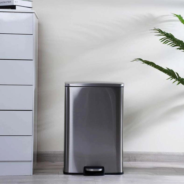 Wulfric 50L Pedal Bin 63Cm - Chrome Pan Home
