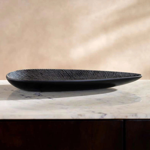Xavier Polyresin Concentric Ribbed Platter 51X5X21Cm - Black PAN HOME