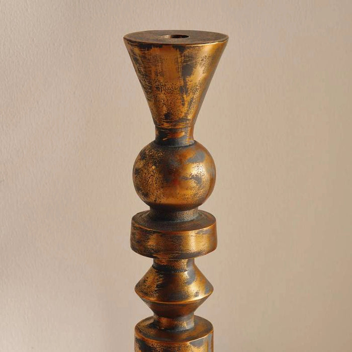 Yana Metal Taper Candle Holder 11.5X11.5X45Cm - Grey&Gold