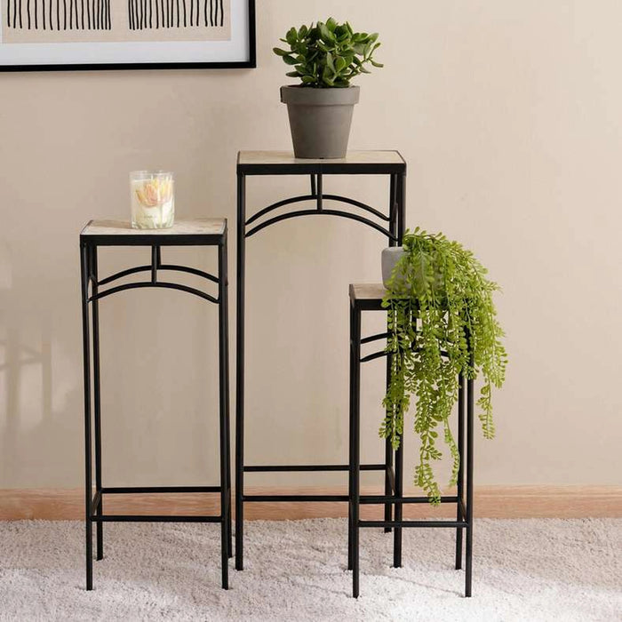 York 3 Pc Set Square Planter Stand 28X28X70Cm, 23X23X60Cm, 18X18X50Cm - Natural