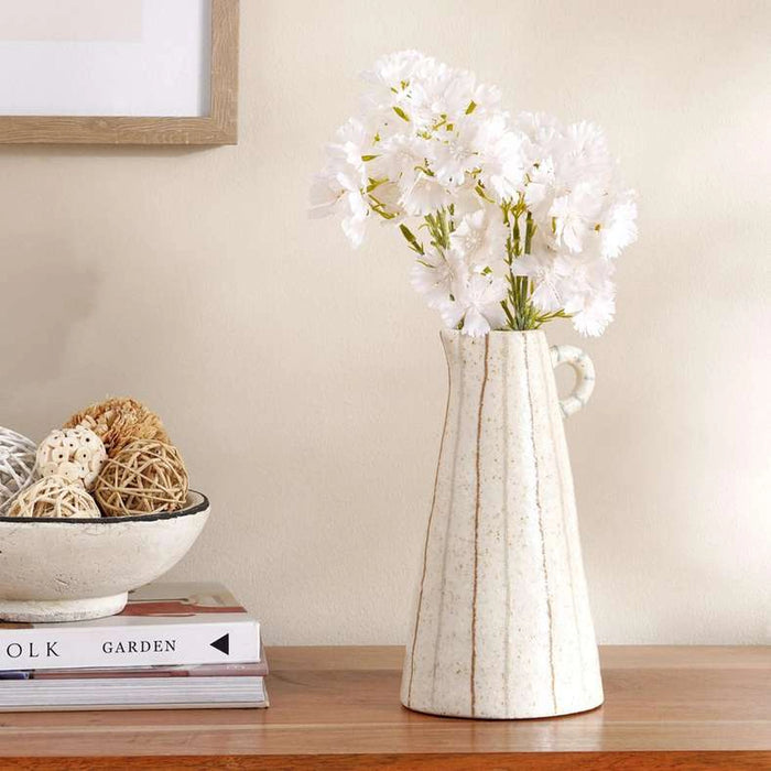 Yua Stoneware Linear Vase 13X13X24.5Cm - White