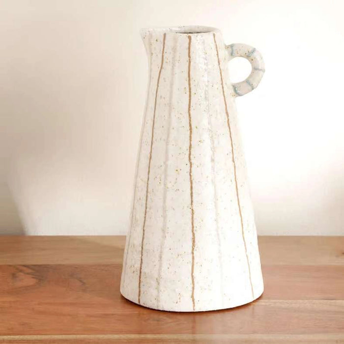Yua Stoneware Linear Vase 13X13X24.5Cm - White