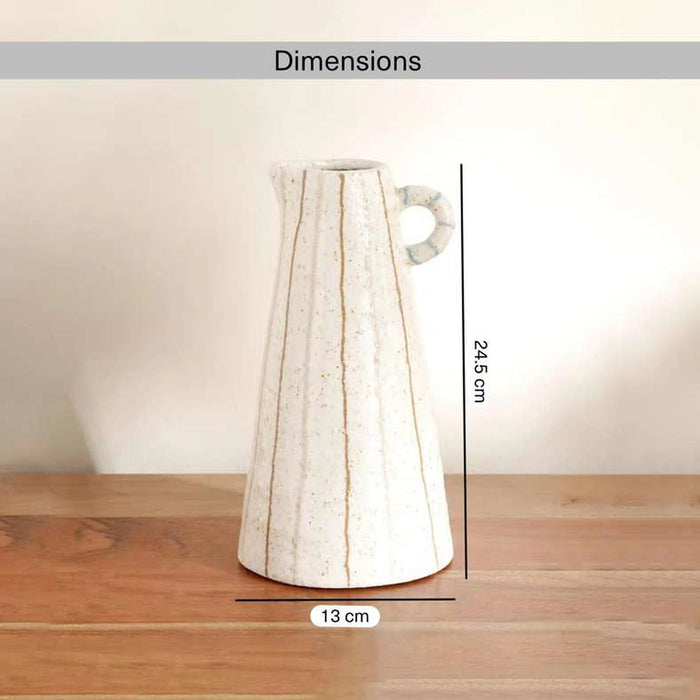 Yua Stoneware Linear Vase 13X13X24.5Cm - White
