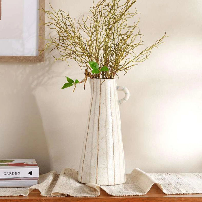 Yua Stoneware Linear Vase 14.5X14X30.5Cm - White