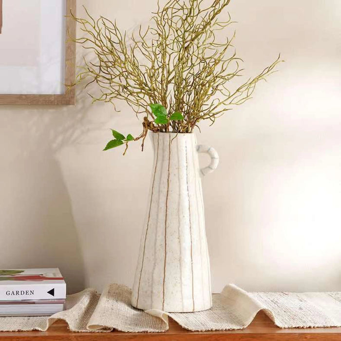 Yua Stoneware Linear Vase 14.5X14X30.5Cm - White