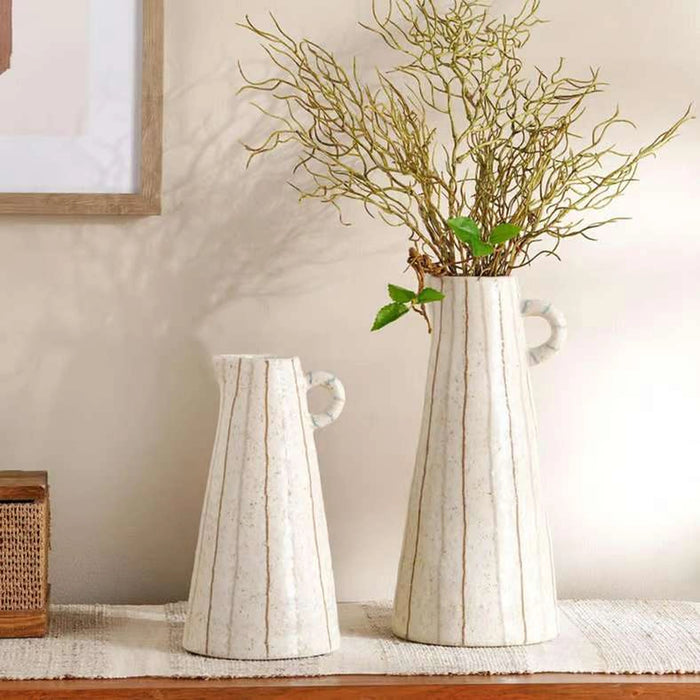 Yua Stoneware Linear Vase 14.5X14X30.5Cm - White