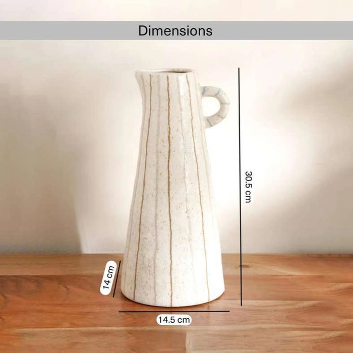 Yua Stoneware Linear Vase 14.5X14X30.5Cm - White