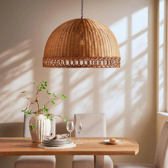 Yulo E27 Rattan Pendant Lamp 80X52Cm - L. Brown