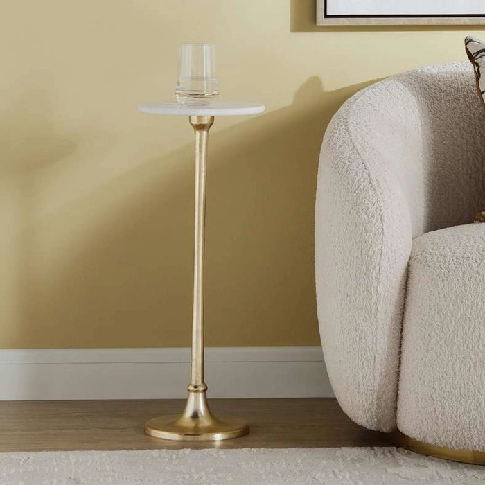 Yura Accent Table Marble - White & Gold