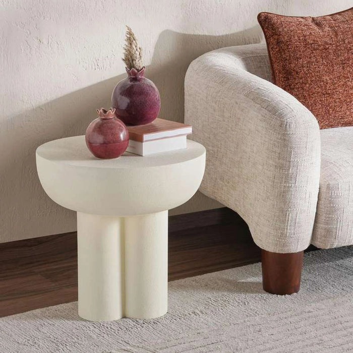 Yureka Round End Table - Off White