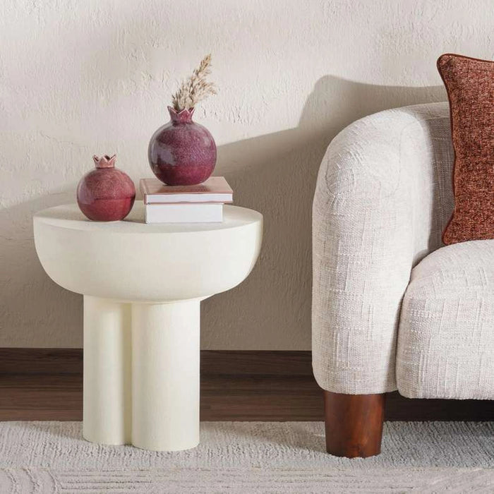 Yureka Round End Table - Off White