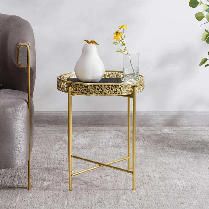 Zabihi Accent Table Mirror Round - Gold