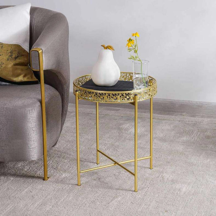 Zabihi Accent Table Mirror Round - Gold