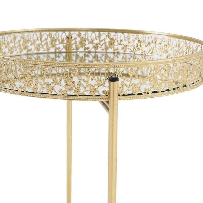 Zabihi Accent Table Mirror Round - Gold