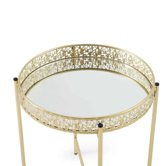 Zabihi Accent Table Mirror Round - Gold