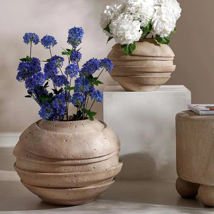 Zadie Resin Travertine Planter 40.3X40.3X30Cm - Beige
