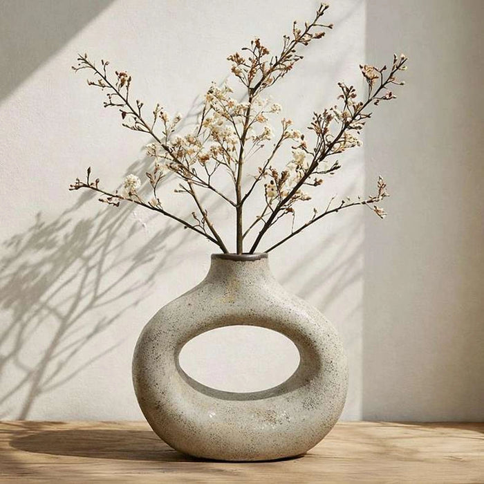 Zanzibar Paper Mache Donut Vase 25.4X7.62X31.75Cm - Grey