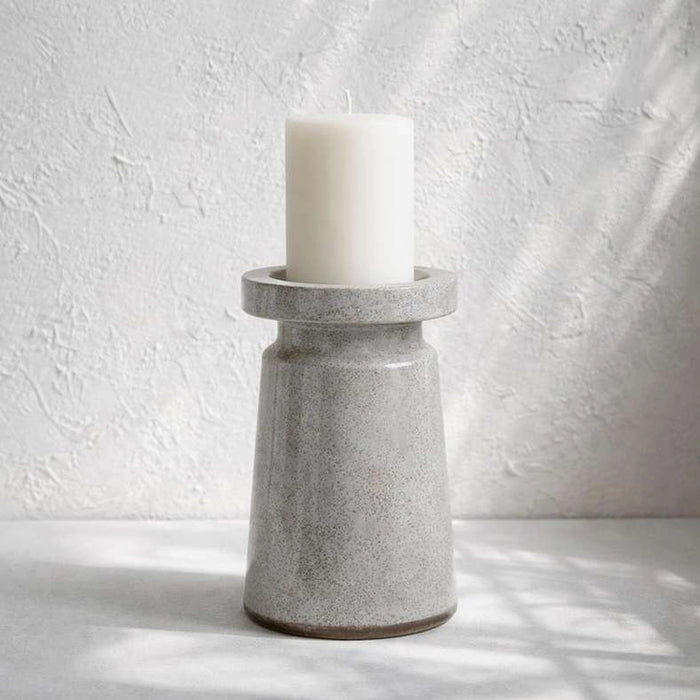 Zanzibar Terracotta Highgloss Candle Holder 12.7X12.7X20.32Cm - Grey