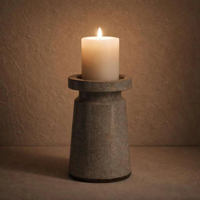 Zanzibar Terracotta Highgloss Candle Holder 12.7X12.7X20.32Cm - Grey