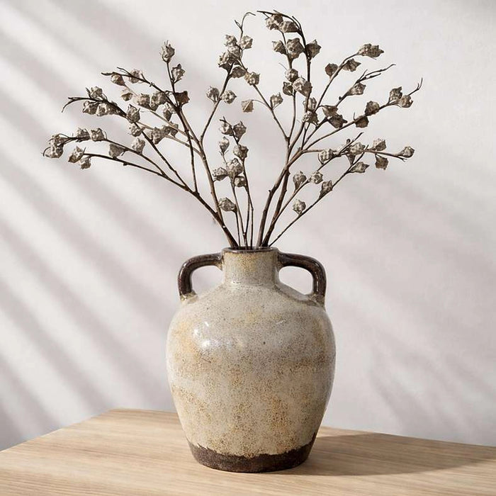 Zanzibar Terracotta Highgloss Vase With Handle 22.86X22.86X29.21Cm - Grey
