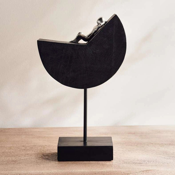 Zao Metal & Wood Man On Object 8X3.5X13.5Cm - Black