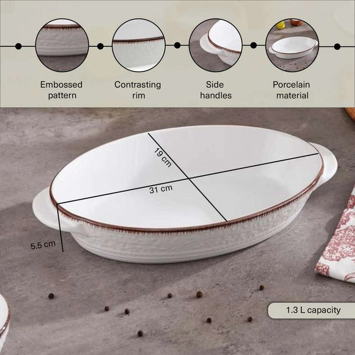 Zaryab Oval Baking Dish 1.3L - White