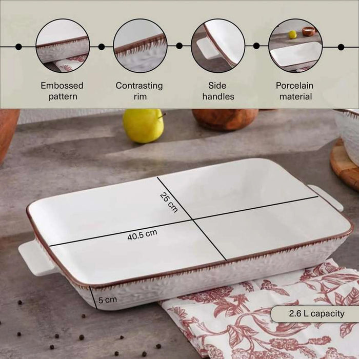 Zaryab Rectangular Baking Dish 2.6L - White