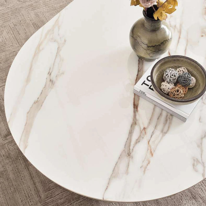 Zavian 8 Seater Dining Table Sintered Stone - Beige Gold