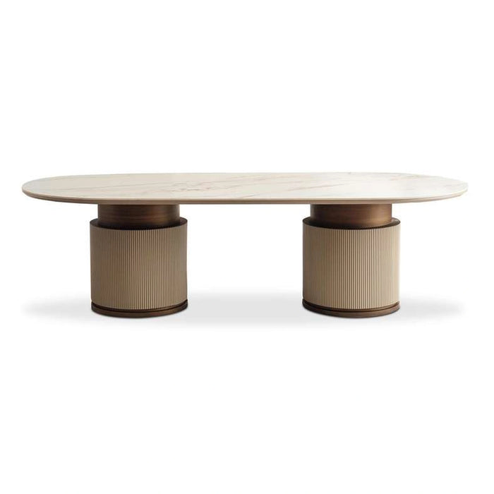 Zavian 8 Seater Dining Table Sintered Stone - Beige Gold
