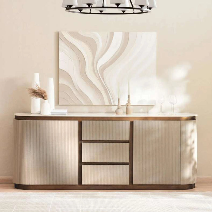 Zavian Sideboard With 2 Door 3 Drawers Sintered Stone - Beige Gold