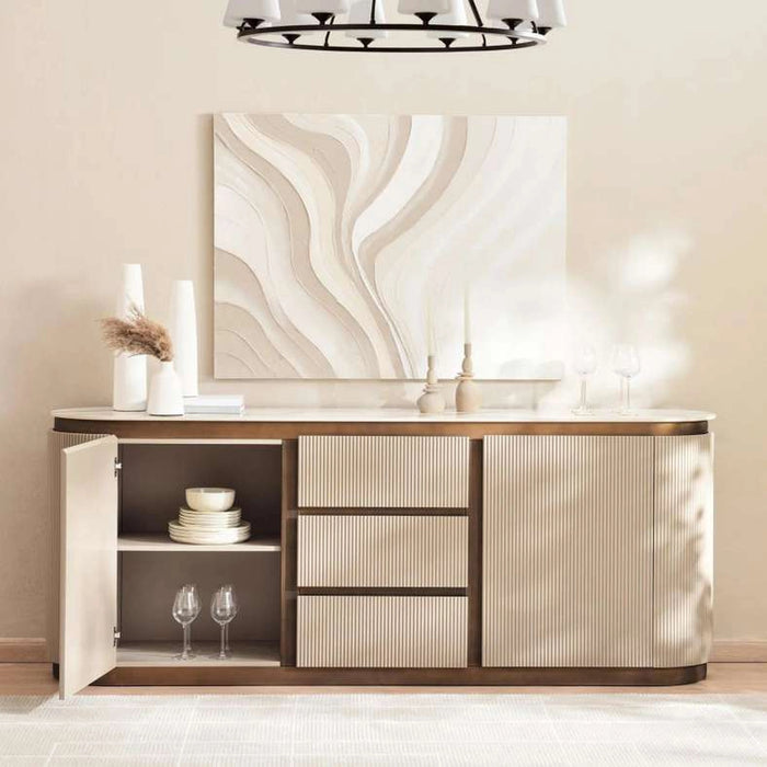 Zavian Sideboard With 2 Door 3 Drawers Sintered Stone - Beige Gold