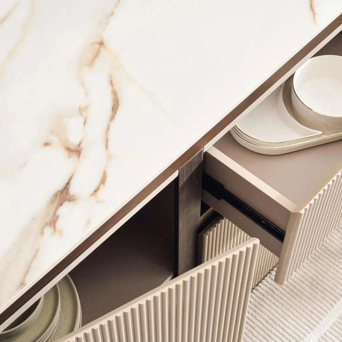 Zavian Sideboard With 2 Door 3 Drawers Sintered Stone - Beige Gold