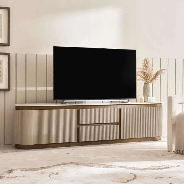Zavian Tv Unit Upto 80 Inches Sintered Stone - Beige Gold