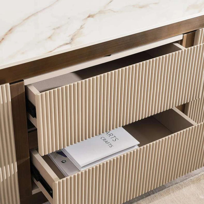 Zavian Tv Unit Upto 80 Inches Sintered Stone - Beige Gold
