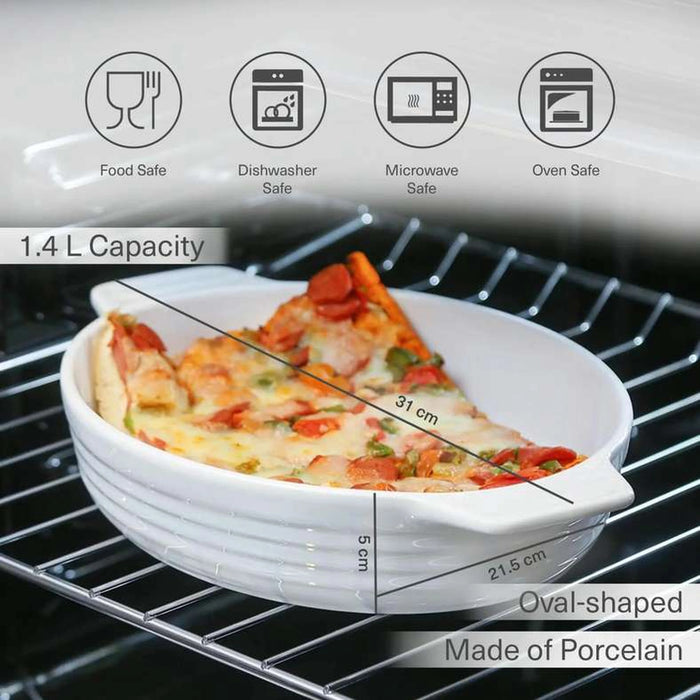 Zazu Oval Baking Dish 1.4L -White