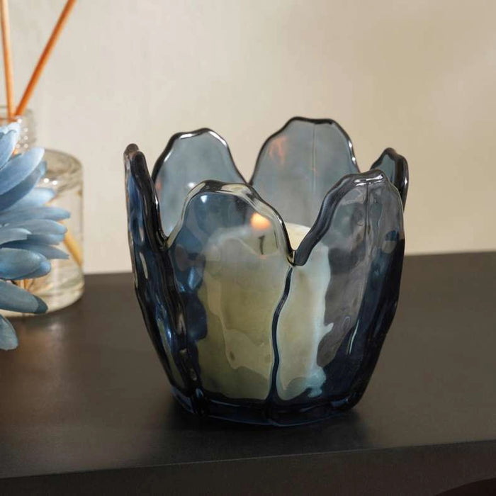 Zelie Glass Tealight Holder 8.5X8Cm - Blue