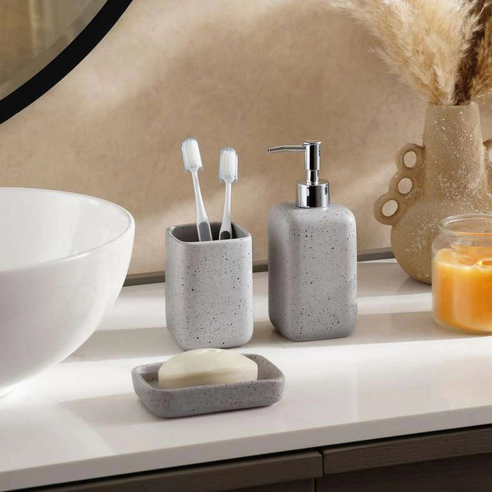 Zen 3 Piece Ceramic Bath Accessories Set -Grey Pan Home