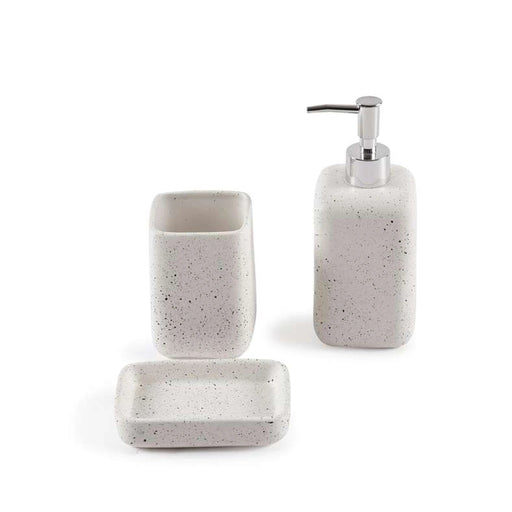 Zen 3 Piece Ceramic Bath Accessories Set -White Pan Home