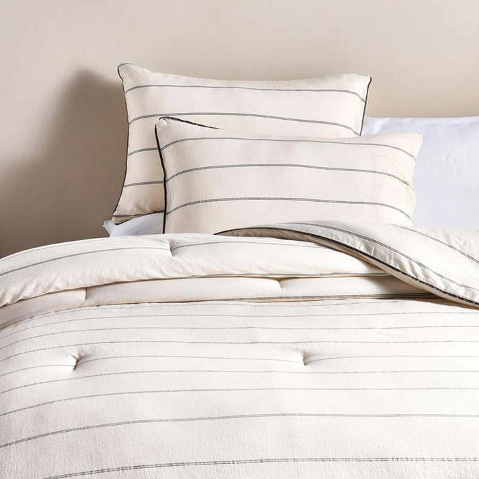 Zenith Woven Stripe 3-Piece Full Comforter Set 160X240Cm- Ivory