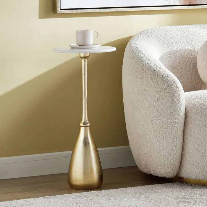 Zhilov Drink Table Marble - White & Gold